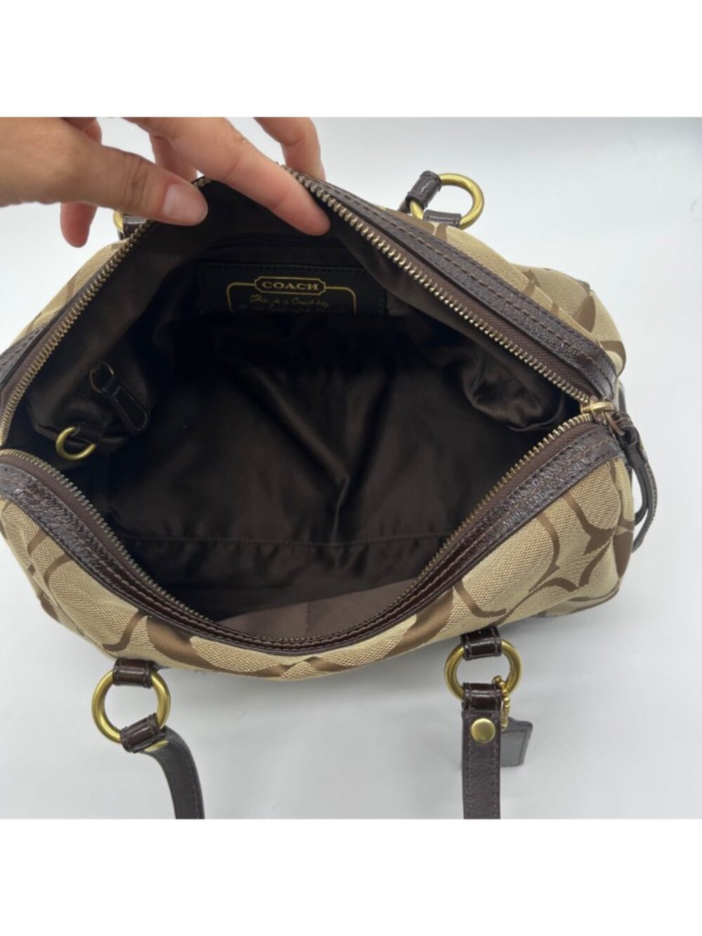 Coach Tan Signature Canvas Shoulder Bag - Picture 10 of 13